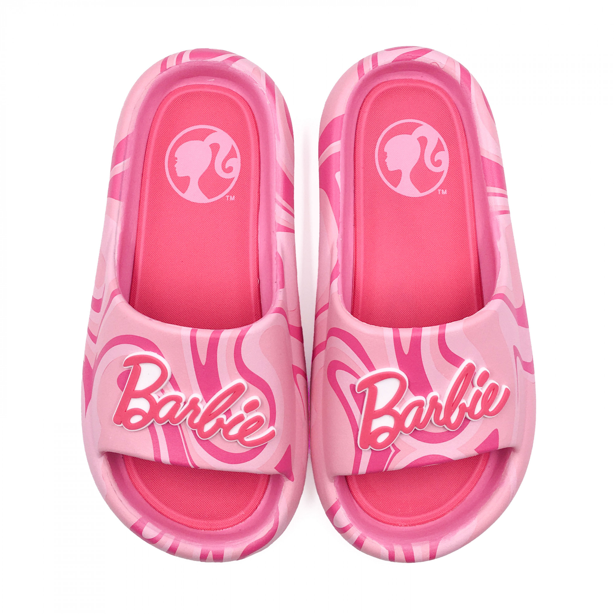 Barbie Bright Pink Logo Women's Flip Flop Slide Sandals